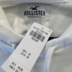 NWT- Solid White Hollister Hoodie size Medium